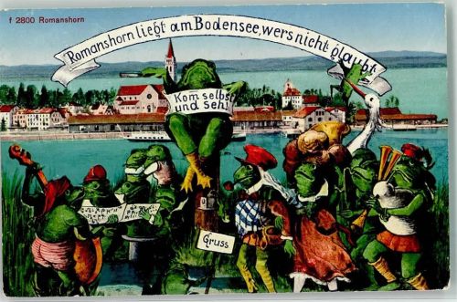 Romanshorn Chor vermenschlicht . Storch Dudelsack Frosch Künstlerkarte