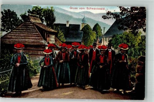 1918 Frauengruppe mit Bollenhut