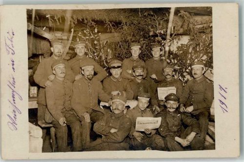 1917 Tannenbaum Soldaten Weihnachten Unterstand Russland