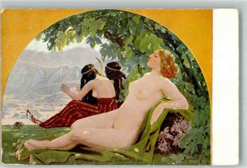 1919 Serie X/5 sign. Ed. Okun : Lob des Lebens Akt Erotik