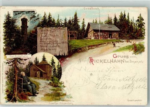 Ilmenau 1899 Kickelhahn Gasthaus Gabelbach Goethehäuschen Turm