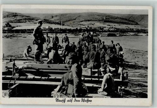 1941 Marsch auf dem Wasser Feldpost Regensburg Pionierr Ersatz Btl. 46 1. Komp.