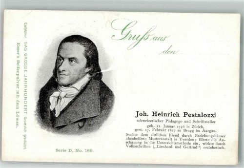 Joh. Heinrich Pestalozzi d. Gr. Jahrhundert Serie D No. 189 Esser`s Seifenpulver m.d. Löwen