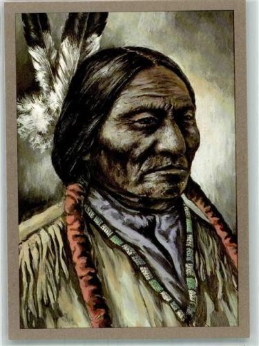 Häuptling Sitting Bull um 1880 , Zeichnung : K.D. Kubat Planet Verlag