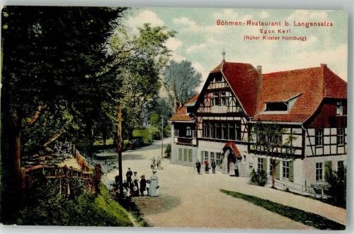 Bad Langensalza 1910 Böhmen Gasthaus früher Kloster Homburg Fahrrad
