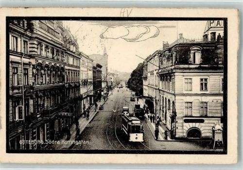 Göteborg 1917 Straßenbahn Södra Hamngatan Foto-AK