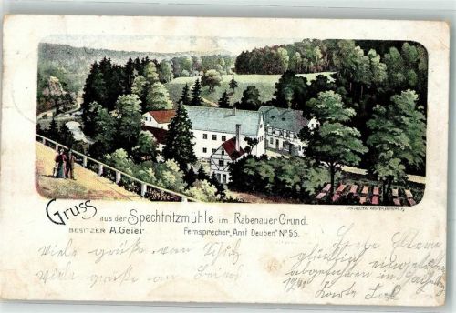 Spechtritz 1901 Lithographie Spechtritzmühle Grabenau-Grund