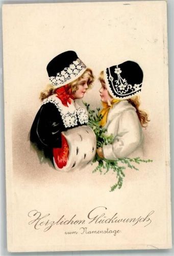 1914 Mädchen Pelzmode Haubenmütze Muff Tannenzweig