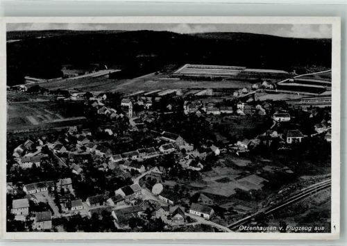Otzenhausen 1944 Fliegeraufnahme des Ortes mit der Kirche St. Valentin