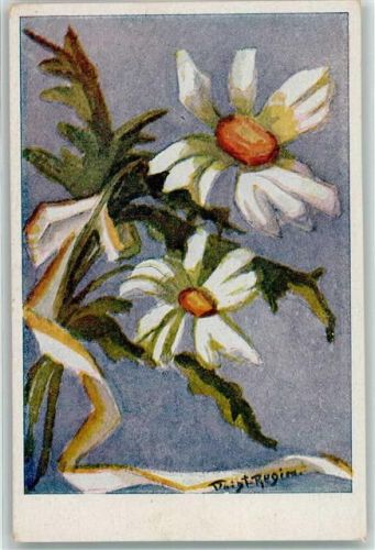 Oppeln Gemälde Blumenblüten sign. Regina Voigt Grenzspende für Oberschlesien Ort lt. Recherche