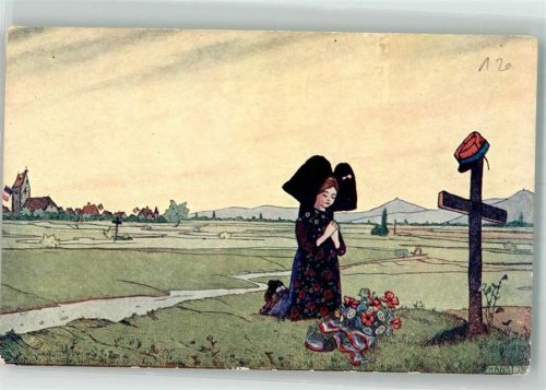 Das Gebet des Elsass Kind Tracht Grab P. J. Callais et Cie No. 1