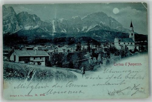 Cortina d'Ampezzo 1899 Kirche Mondschein