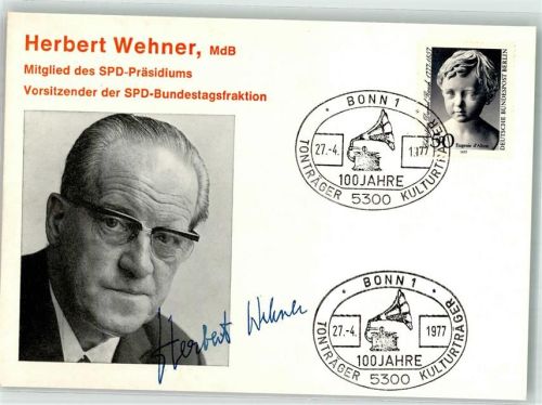 Herbert Wehner Faksimile Unterschrift Politik 100 Jahre Tonträger Kulturträger Bonn 17.4.1977