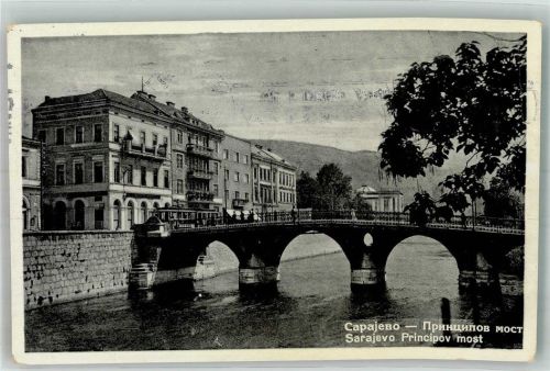 Sarajevo 1935 Prinipov Brücke Straßenbahn