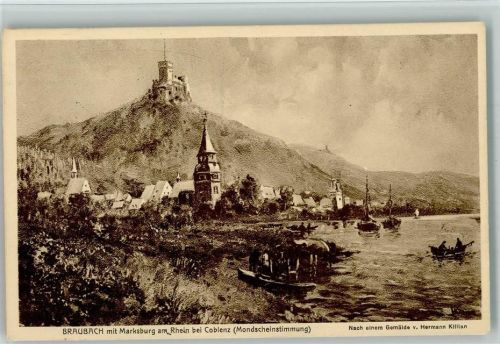 Braubach Marksburg am Rhein nach einem Gemälde c. Hermann Kilian