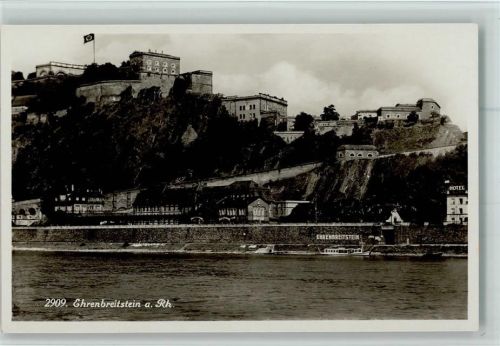 Ehrenbreitstein Burg mit Hakenkreuzfahne AK WK II