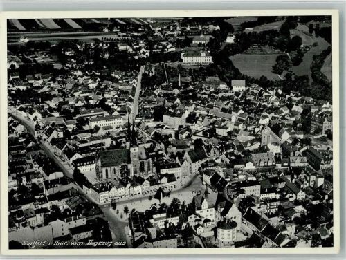 Saalfeld 1938 Fliegeraufnahme des Ortes mit der Johanneskirche