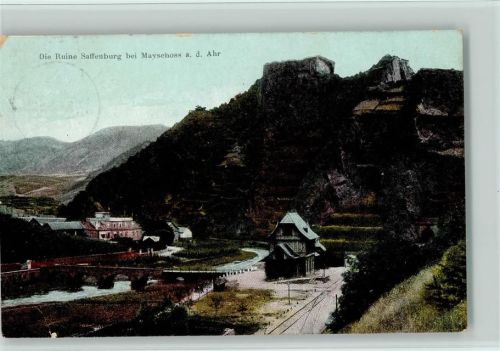Mayschoß Ruine Saffenburg , Bahnhof 1908 AK