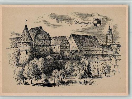 Balingen Ortsansicht sign. Ludwig Schäfer-Grohe Württembergische Städtebilder Nr. 80
