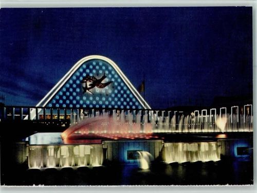 Nr. 1324 Egicarte - Exposition 1958 - Springbrunnen bei Nacht AK