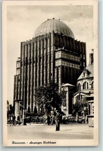 Hannover 1951 Anzeiger Hochhaus , Litfaßsäule AK