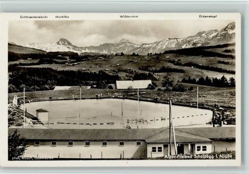 Scheidegg Alpen-Freibad mit Gottesackerwände Widderstein Didamskopf Foto Mauch