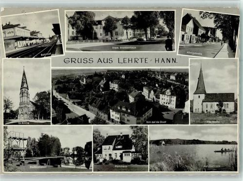 Lehrte Bahnhof Städt. Krankenhaus Königstraße Evangel. Kirche Blick auf die Stadt Alte Kirche Badeanstalt Parkhaus Autobahnsee