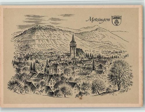 Metzingen Ortsansicht sign. Ludwig Schäfer-Grohe Württembergische Städtebilder Nr. 92