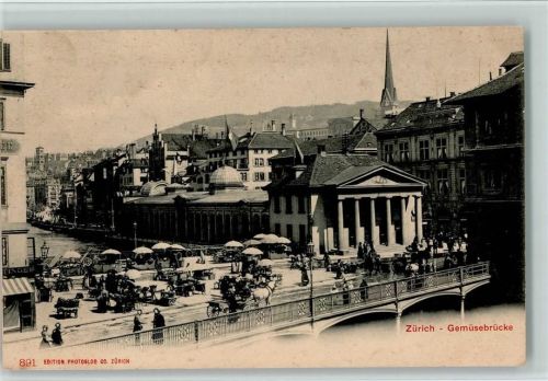 Zürich Gemüsebrücke Pferdkutschen