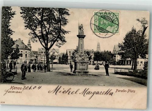 Hanau 1904 Denkmal Paradeplatz Briefmarke Bildseite
