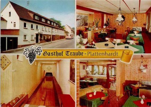 Plattenhardt Gasthof Traube Innenaufnahmen Gastraum Kegelbahn 4-Bildaufnahme