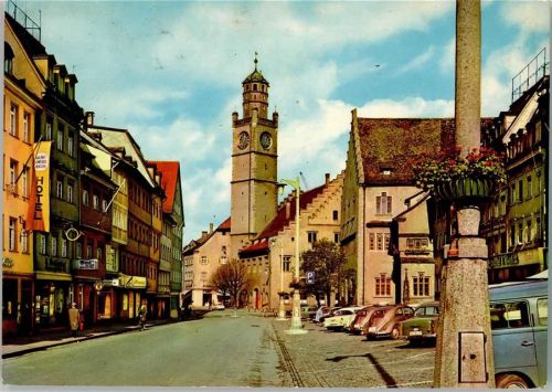Ravensburg Blick zum Blaserturm Hotel VW-Käfer