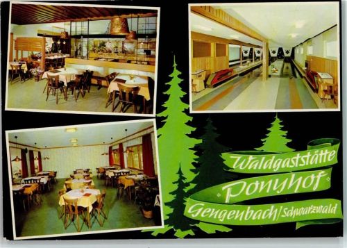 Gengenbach Waldgaststätte Ponyhof Innenaufnahmen Gastraum Kegelbahn 3-Bildaufnahme