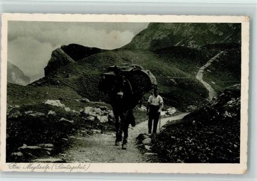 1940 Bei Meglisalp (Säntisgebiet ) Bauer mit Esel
