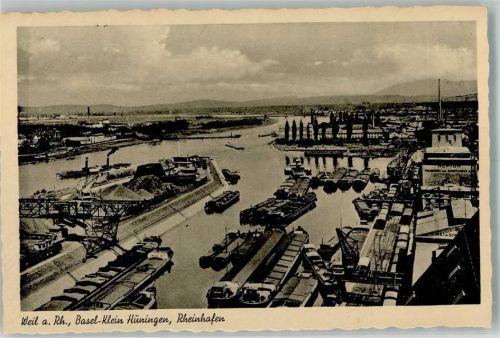 Weil am Rhein Vogelschau Rheinhafen Binnenschiffe