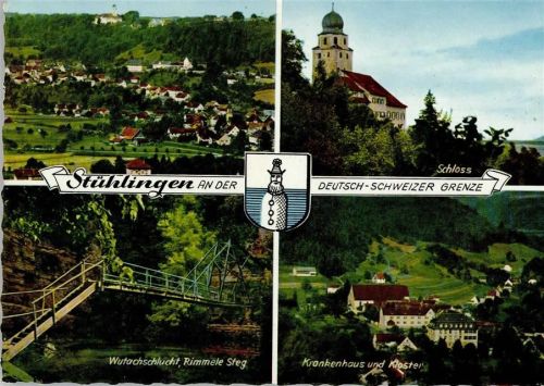 Stühlingen Gesamtansicht Schloss Wutachschlucht Rimmele Steg Krankenhaus und Kloster 4-Bildaufnahme