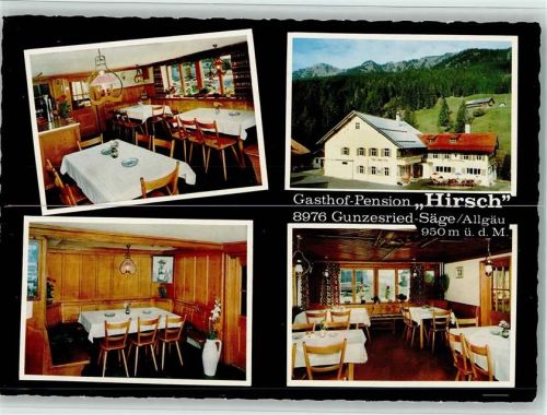 Gunzesried Gasthof Pension Hirsch Innenaufnahmen Gastraum 4-Bildaufnahme