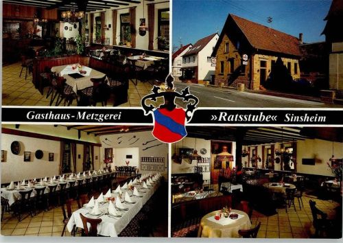 Sinsheim Gasthaus Metzgerei Ratsstube Inneanufnahmen Gastraum Saal 4-Bildaufnahme