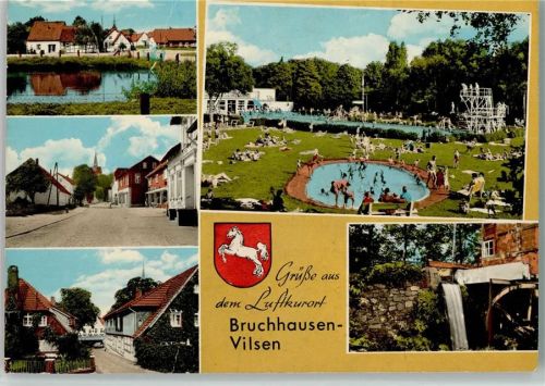 Bruchhausen-Vilsen Ortsansichten Schwimmbad Mühlenrad Wappen Mehrfachaufnahme