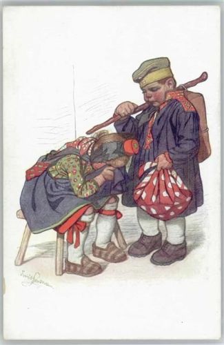 Verlag Bäcker Künstler AK Nr. 7 - Kinder in Uniform WK I - Schwälmer Trachten