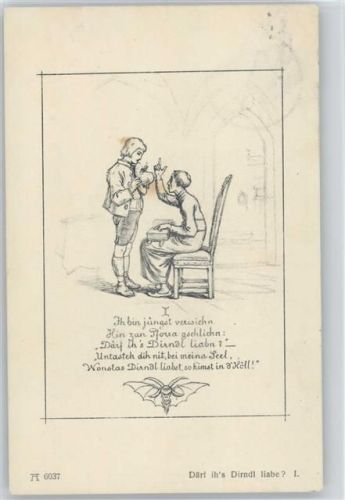 Ackermann Verlag Serie 604 Skizzenbuch 1925 AK Därf ihs dirndl habe Nr. I - .
