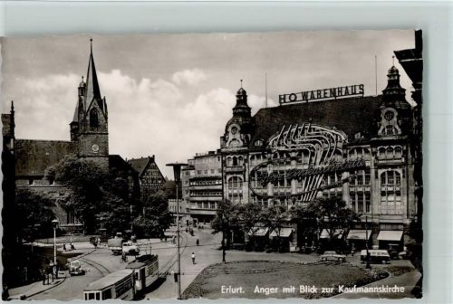 Erfurt Kaufhaus - HO Warenhaus , Straßenbahn 1961 AK