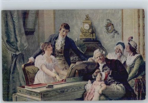 sign F. Simm - Duett - Hausmusik Biedermeierzeit - schöne Uhr