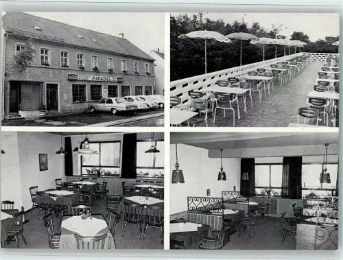 Carlsberg Hotel Gaststätte Paradies Terrasse Innenaufnahmen Gastraum 4-Bildaufnahme