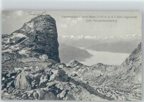 Riemannhaus am stein. Meer mit Ramseiderscharte Hüttenstempel