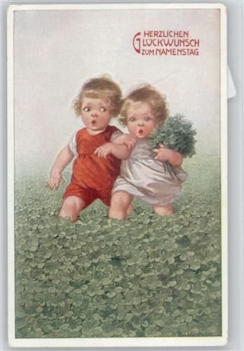 Namenstag - Kinder mit Glücksklee - Verlag W.L.B. Nr. 03356 -
