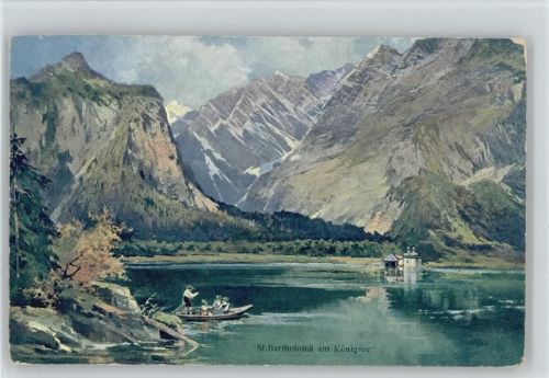 St. Bartholomä Königsee , Ruderbott - Gemälde von Guggenberger