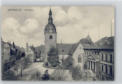 Detmold Marktplatz Donop-Brunnen ref. Kirche Rathaus, ex Sammlung Busse