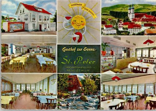 St. Peter Gasthof zur Sonne Innenaufnahmen Gastraum Theke Kuchenbuffet Ortsansicht Mehrfachaufnahme