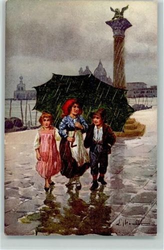 Kinder in Venedig mit einem Regenschirm